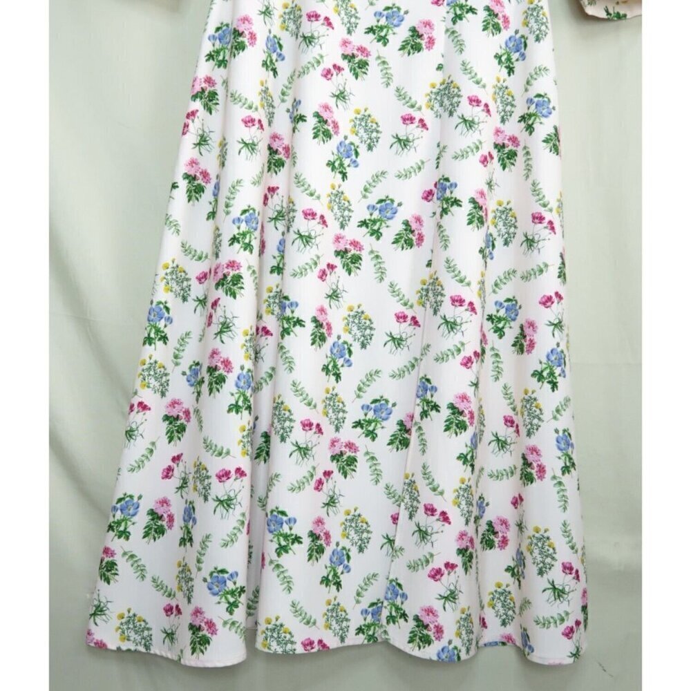 Alexia Admor White Floral Smocked Long Sleeve Midi Dress Stretch Size 10 - Picture 3 of 10